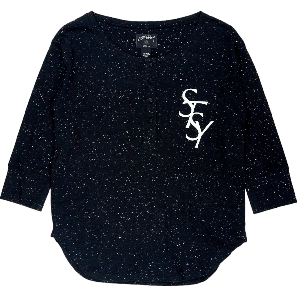 Stussy Black Long Sleeve Henley Top