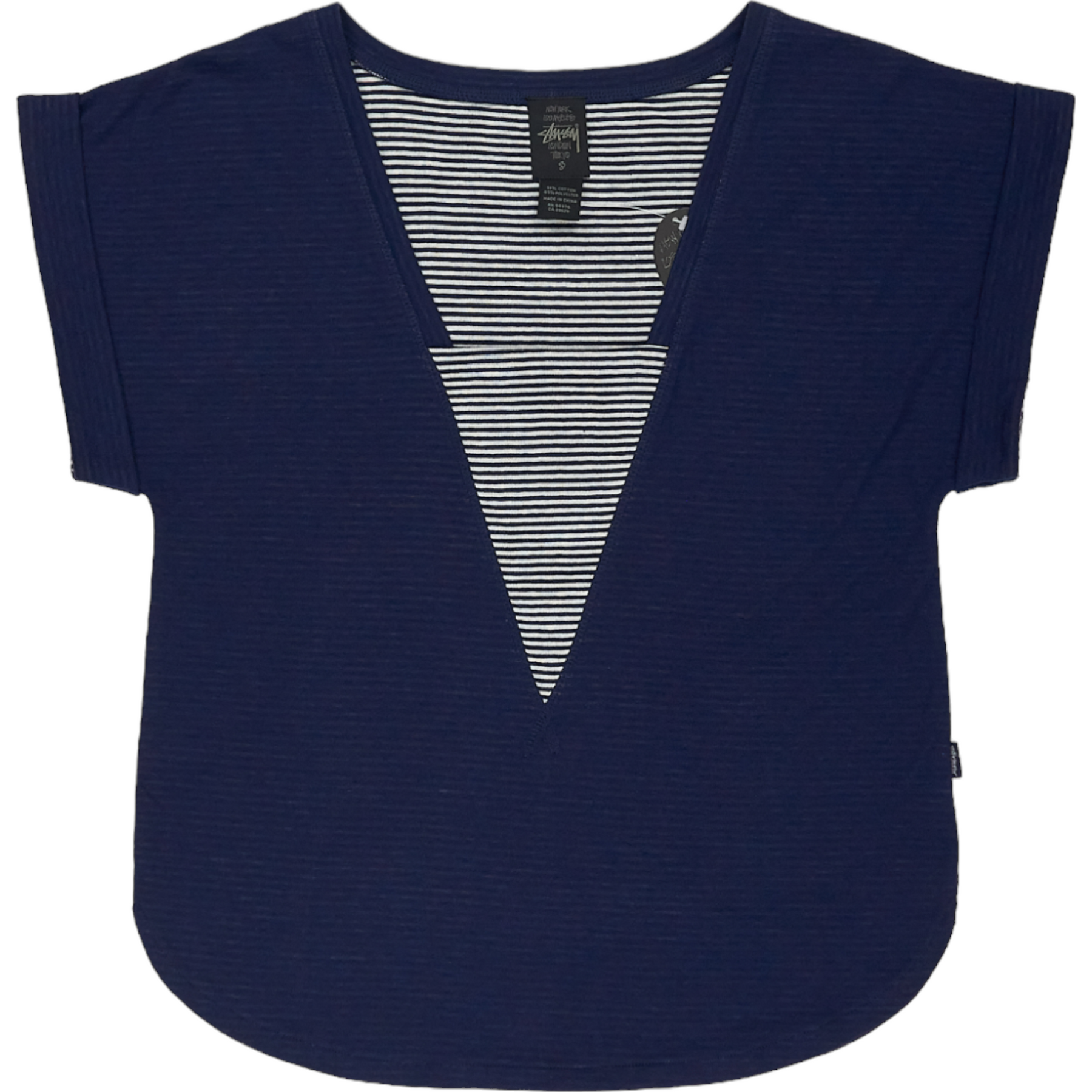 Stussy Blue Striped V-Neck Top