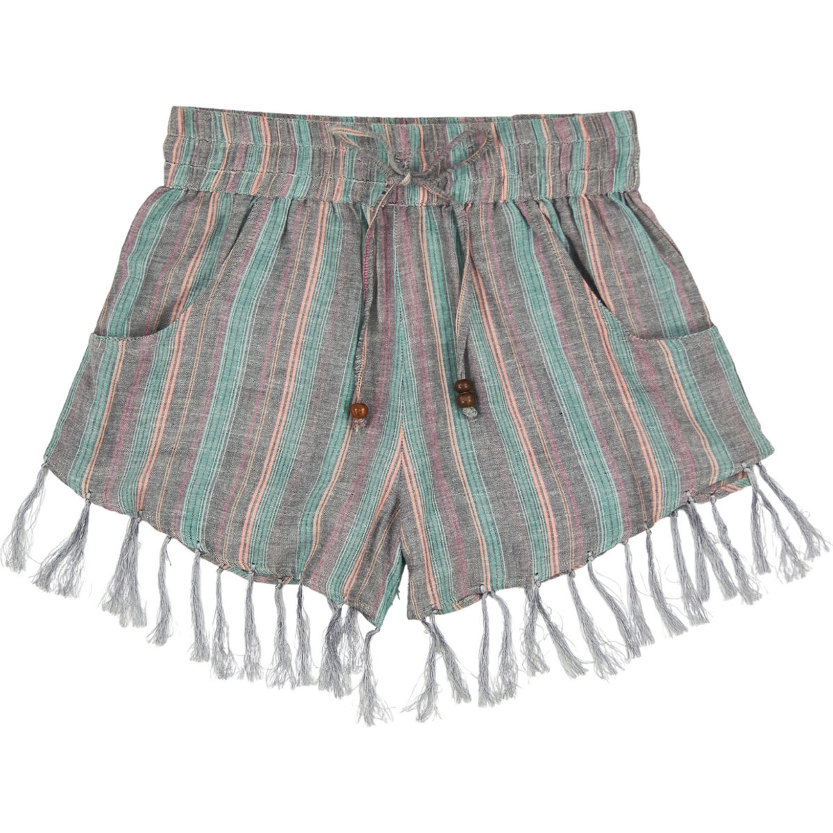 Stussy Multi-Color Stripe Fringed Shorts