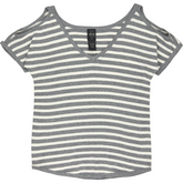 Stussy Grey White Striped Cotton T-Shirt