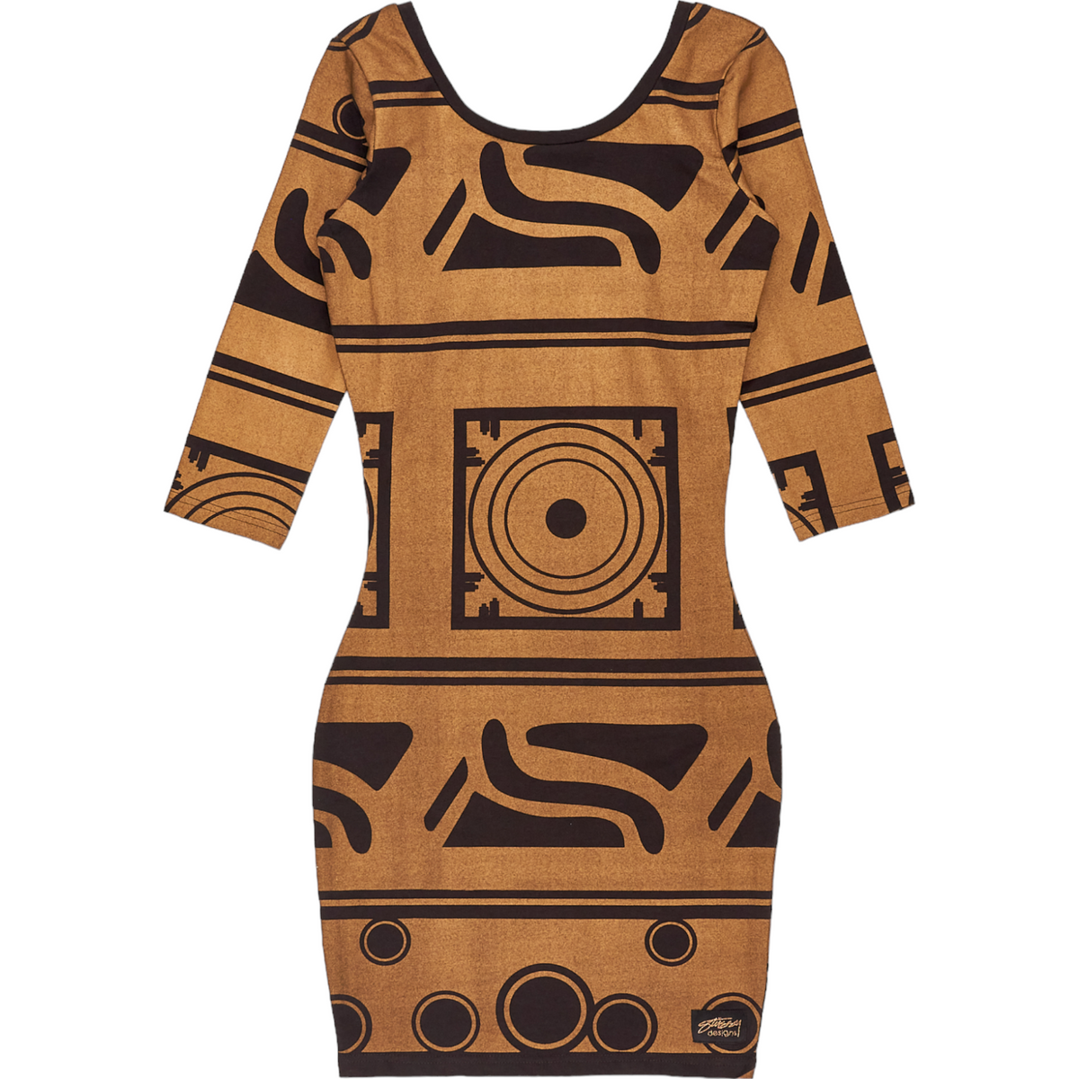 Stussy Gold/Brown Patterned Dress