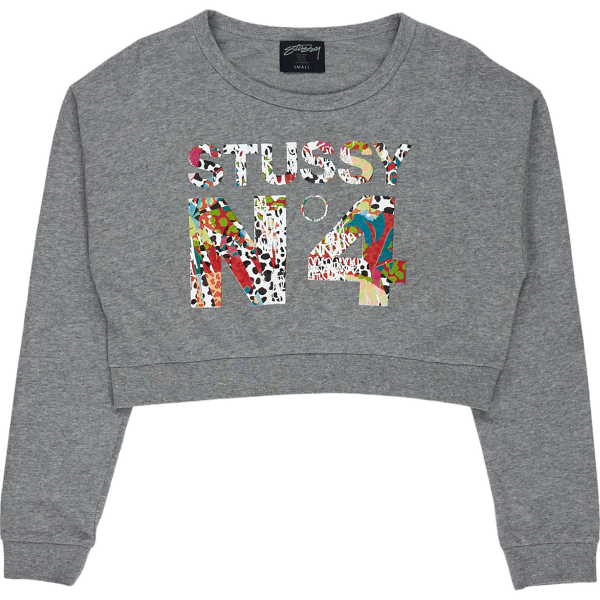 Stussy Grey Graphic Baby Crop Sweatshirt