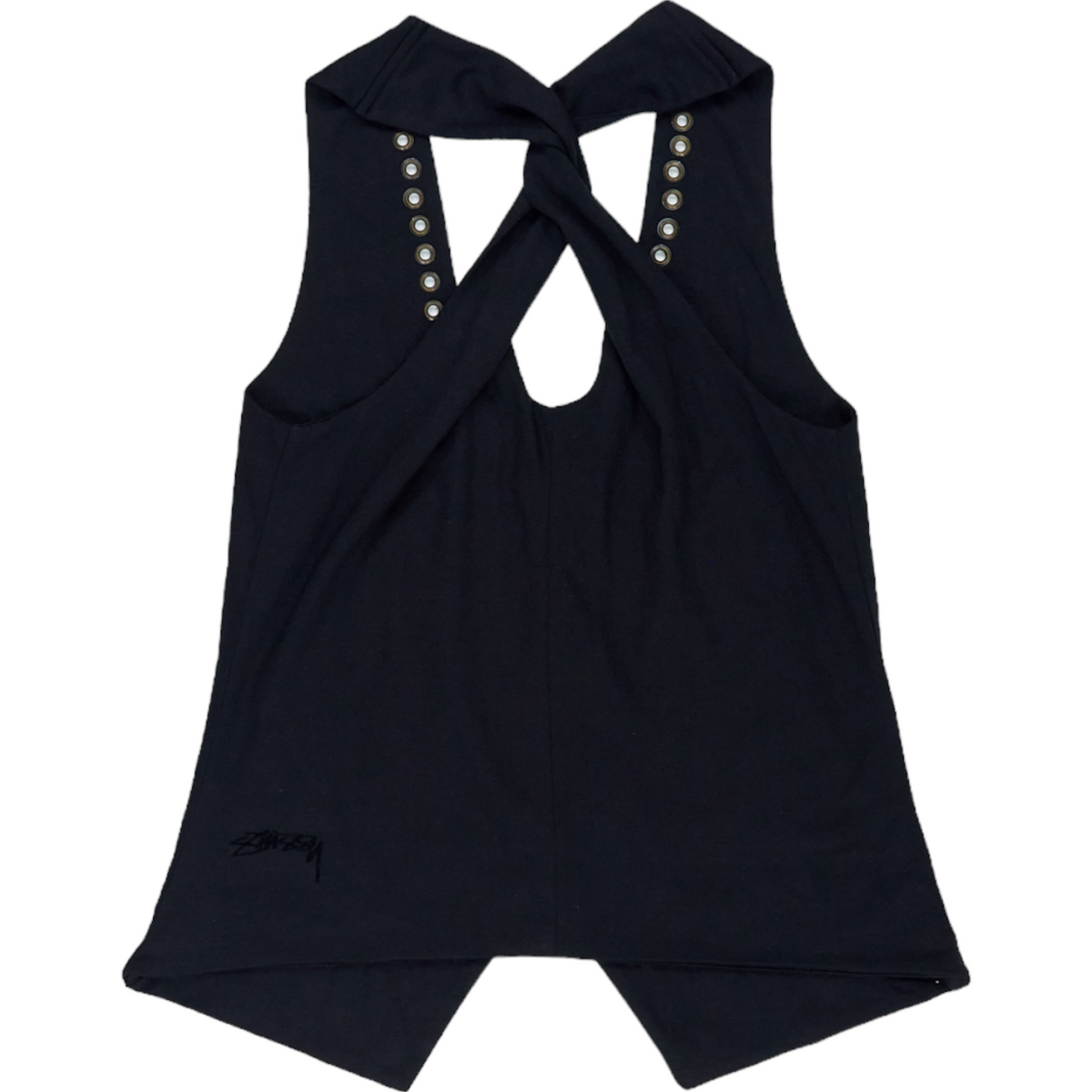 Stussy Black Sleeveless Grommet Detail Vest