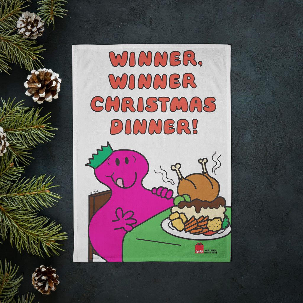 Mr Greedy Christmas Tea Towel - Exclusive to Crisis