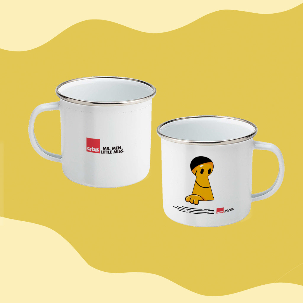 Mr. Happy Keyhole Enamel Mug