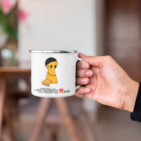 Mr. Happy Keyhole Enamel Mug