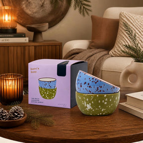 Bella Dipping Bowls - Set of 2 - Blue & Olive Splatter