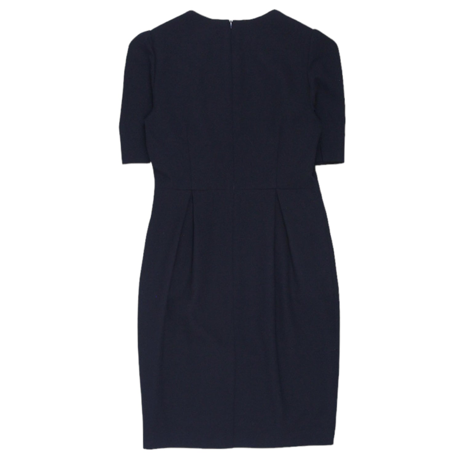 L.K. Bennett Navy Puff Sleeved Midi Dress