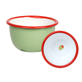 Enamel Bowl - Olive 10 cm
