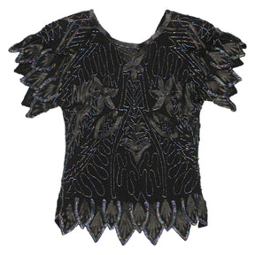 Vintage St Vini Black Beaded & Sequinned Top