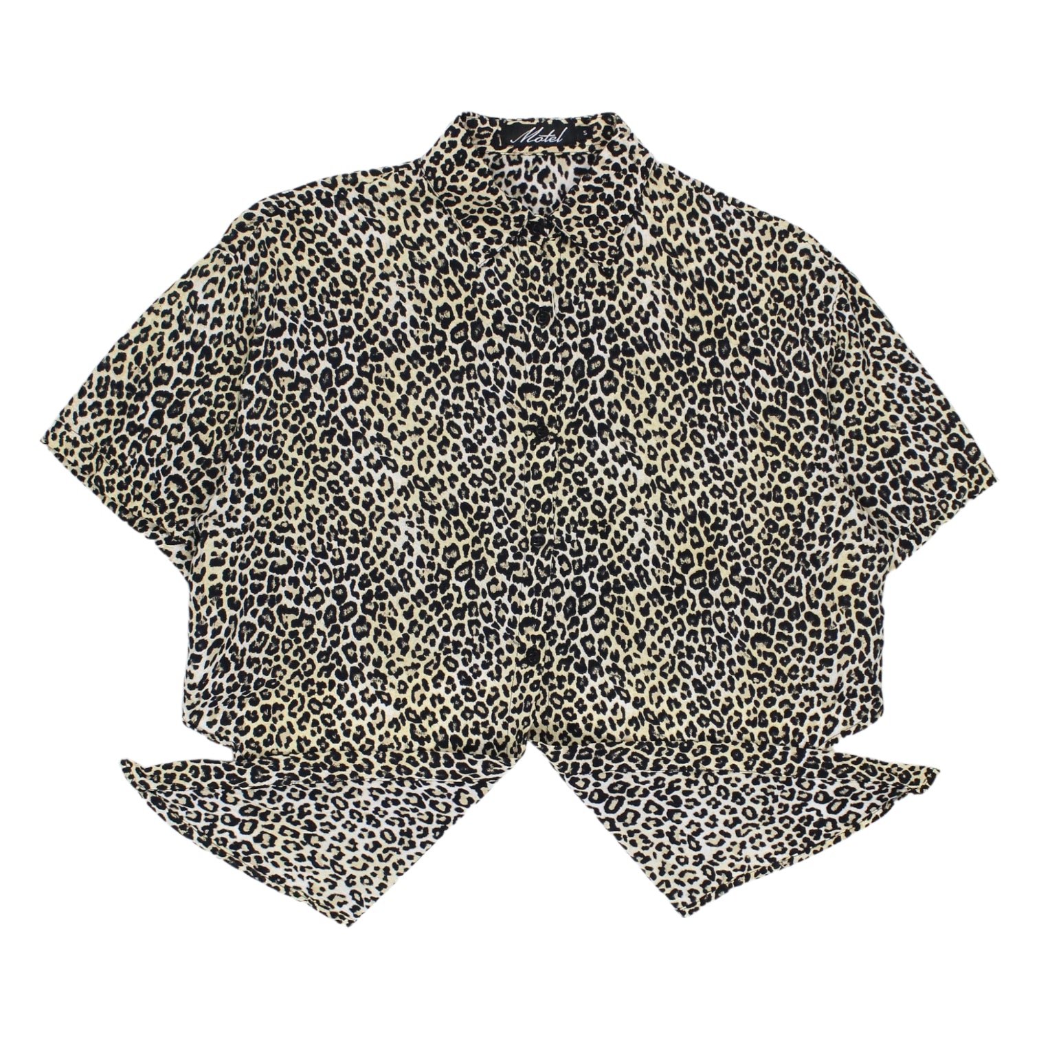 Motel Cream Leopard Print Tie top