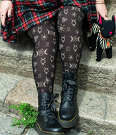 Snag Tights Black Silver Symbolic Tights - Wicca