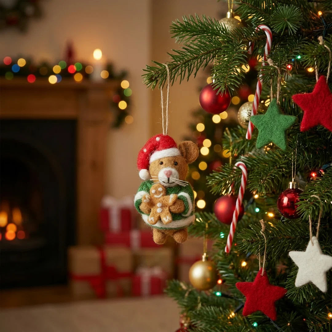 Handmade Felt Harry Hamster Christmas Decoration