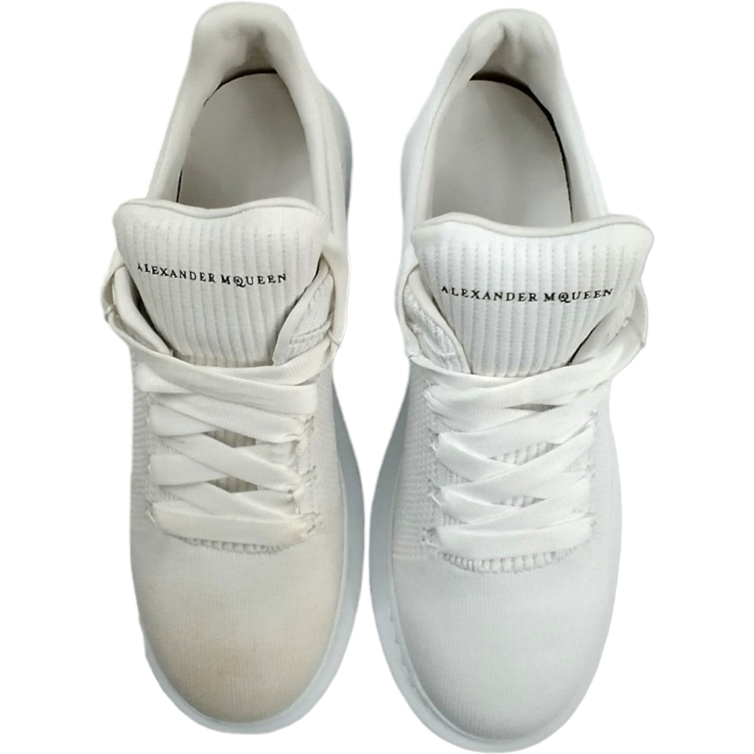 Alexander McQueen White Wedge Sole Knit Sneaker