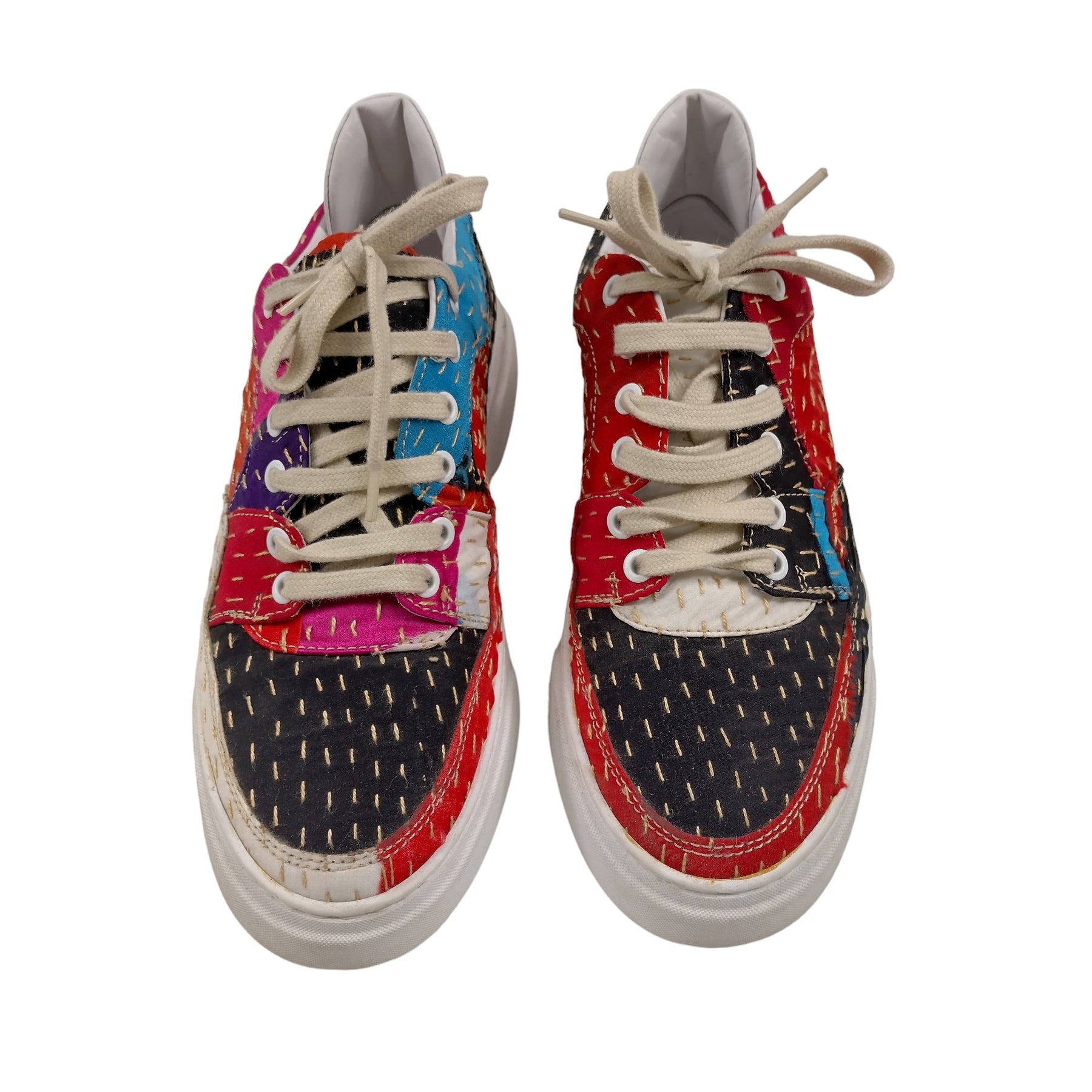 By Walid Red/Black Embroidered Sneakers