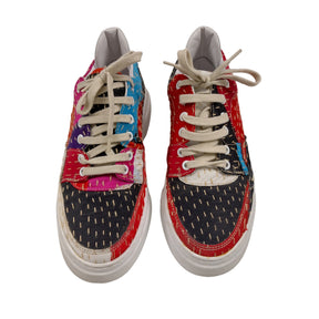 By Walid Red/Black Embroidered Sneakers