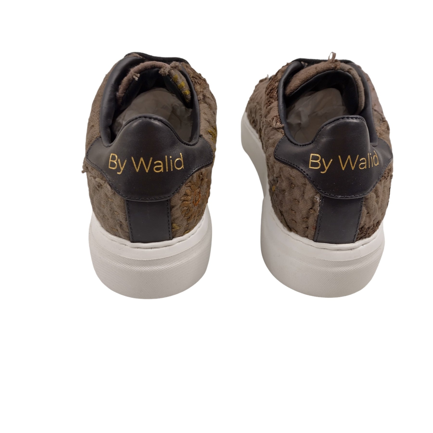 By Walid Brown Re-Patch Embroidery Sneakers