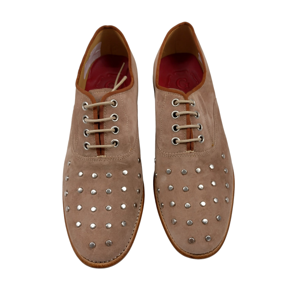 Grenson Brown Rose Suede Stud Shoes