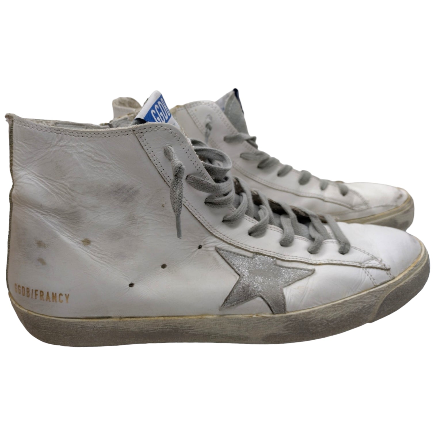 Golden Goose White/Silver Francy Leather High Sneaker