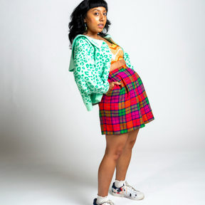 CIOE Multicolour Wool High Waisted Check Shorts