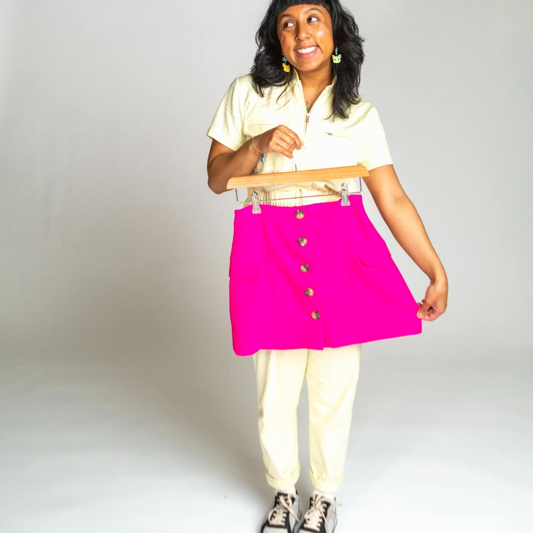 ASOS Fuchsia Button Through Mini Skirt