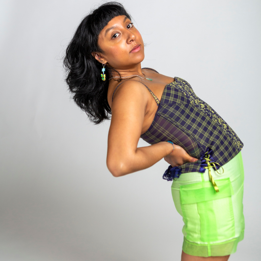 The Ragged Priest Green Fluro Cargo Skirt