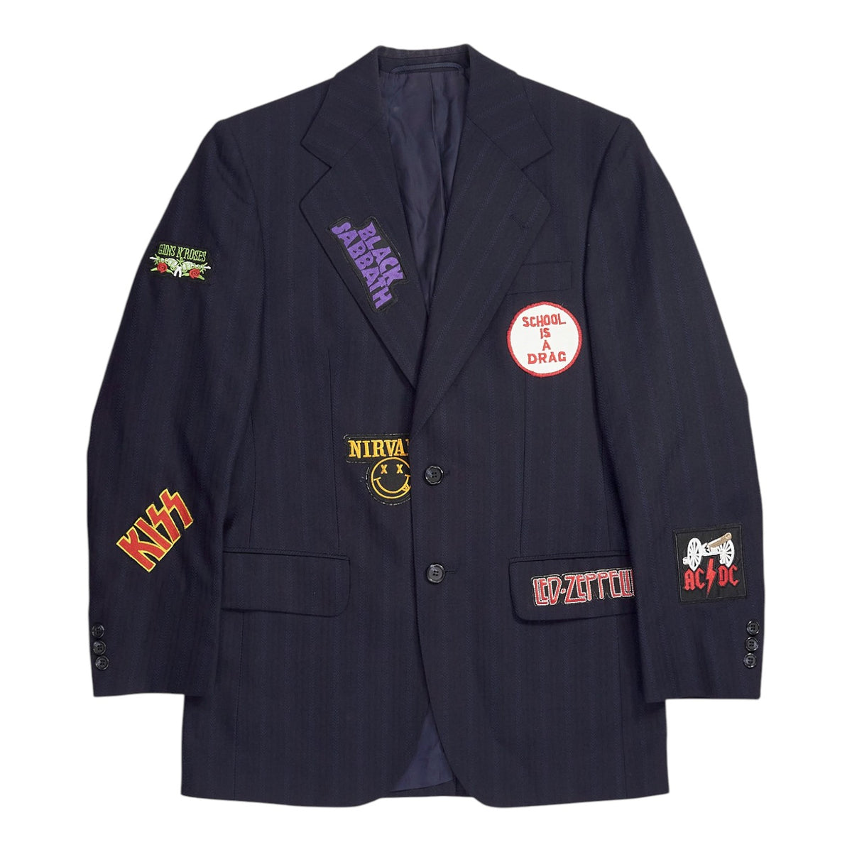 Marcon Court Navy Blue Upcycled Patches Blazer