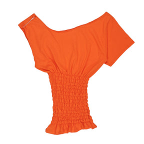 Hadiyah Hussain Orange Shirred Top
