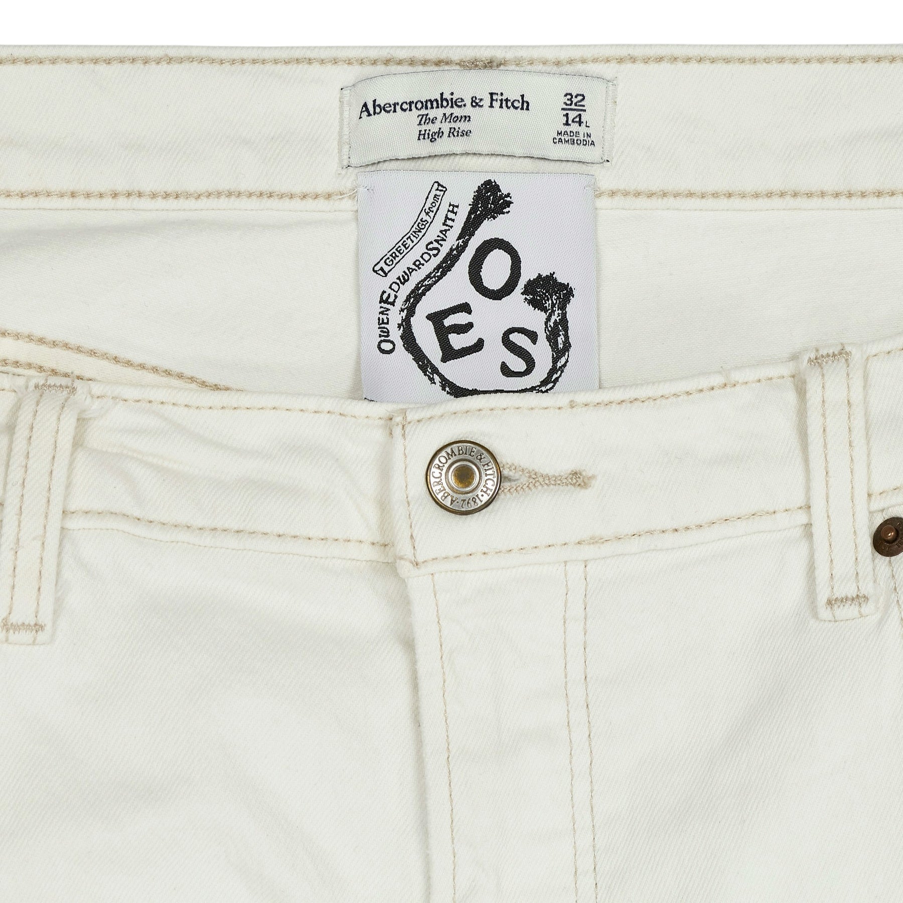 Owen Edward Snaith White Ruched Jeans