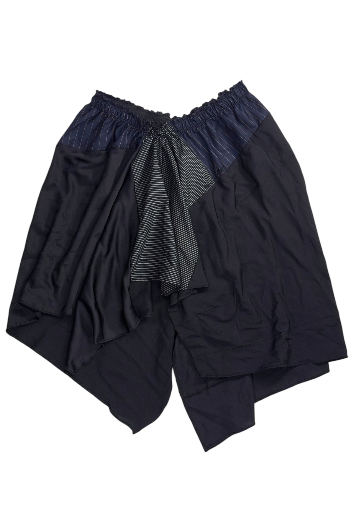 Shop from Crisis Online Planet Soph black upcycled asymmetric skirt with pinstripe detailing and elasticated waist