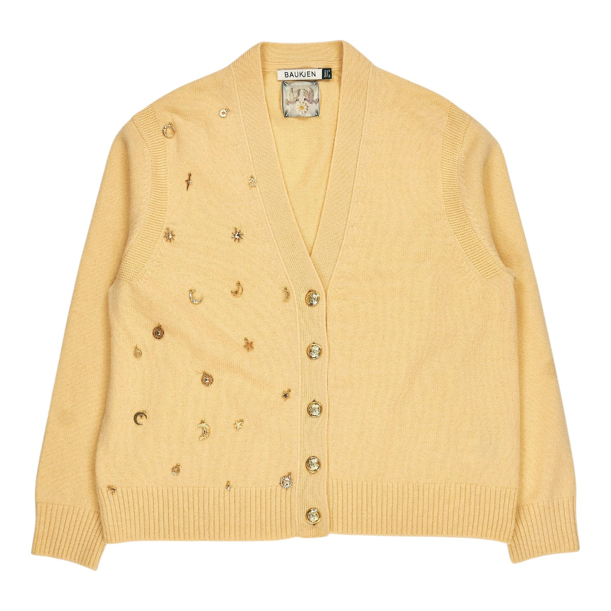 Green Ancestors Butter Yellow Embellished Cardigan