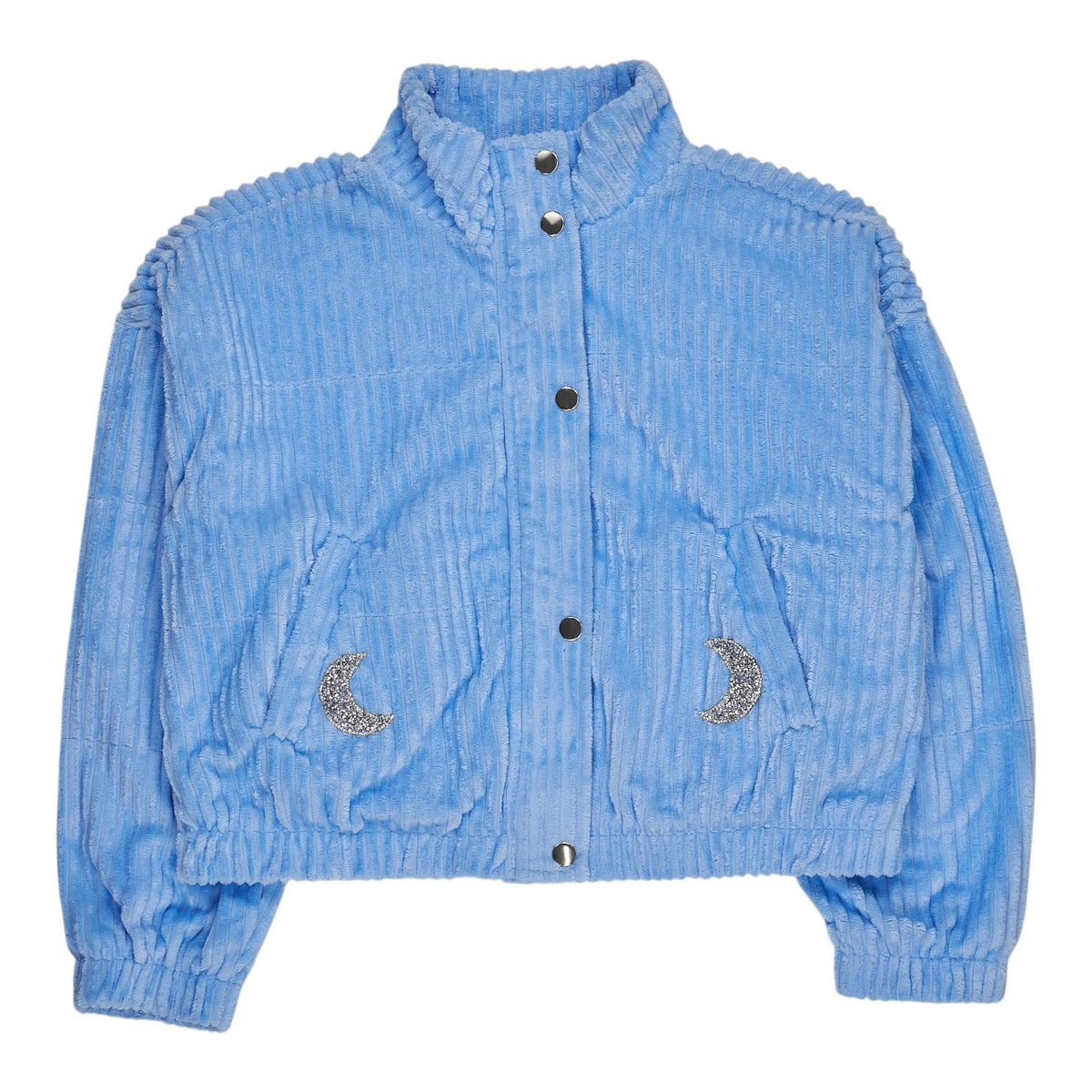 Green Ancestors Blue Velour Embellished Crop Jacket