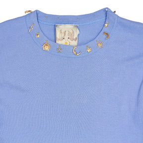 Green Ancestors Blue Gold Celestial Beaded T-Shirt