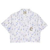 Green Ancestors White Blue Floral Crop Shirt