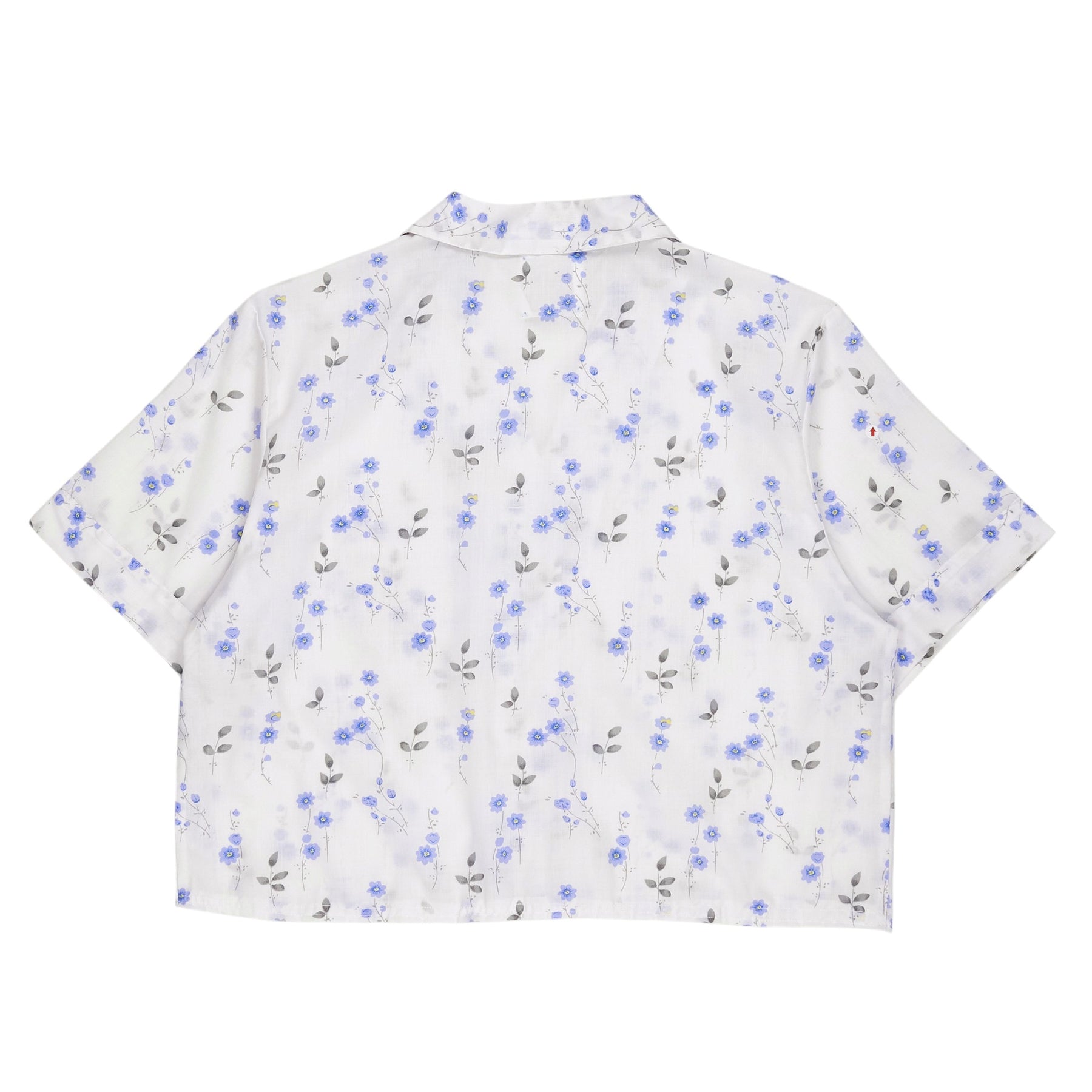 Green Ancestors White Blue Floral Crop Shirt