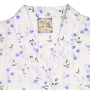Green Ancestors White Blue Floral Crop Shirt