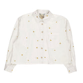 Green Ancestors White Gold Star Embroidered Crop Shirt