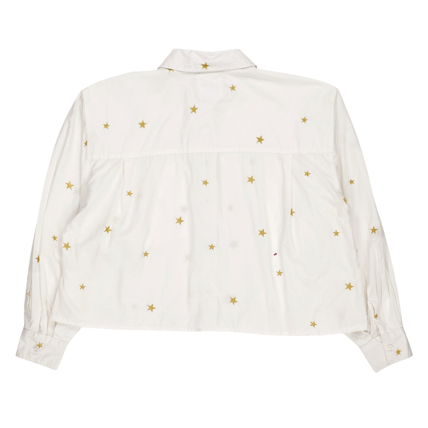 Green Ancestors White Gold Star Embroidered Crop Shirt