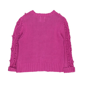 Green Ancestors Magenta Purple Floral Applique Cardigan