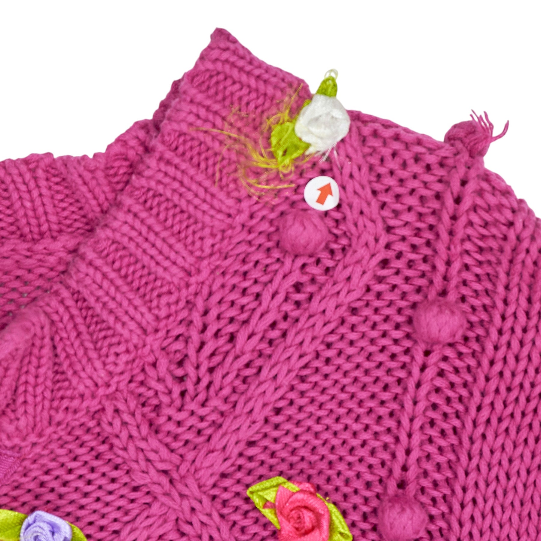 Green Ancestors Magenta Purple Floral Applique Cardigan