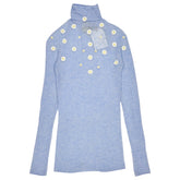 Green Ancestors Light Blue Daisy Floral Applique Roll Neck Jumper