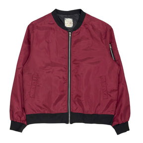 Green Ancestors Burgundy Red Embellished Bomber Jacket