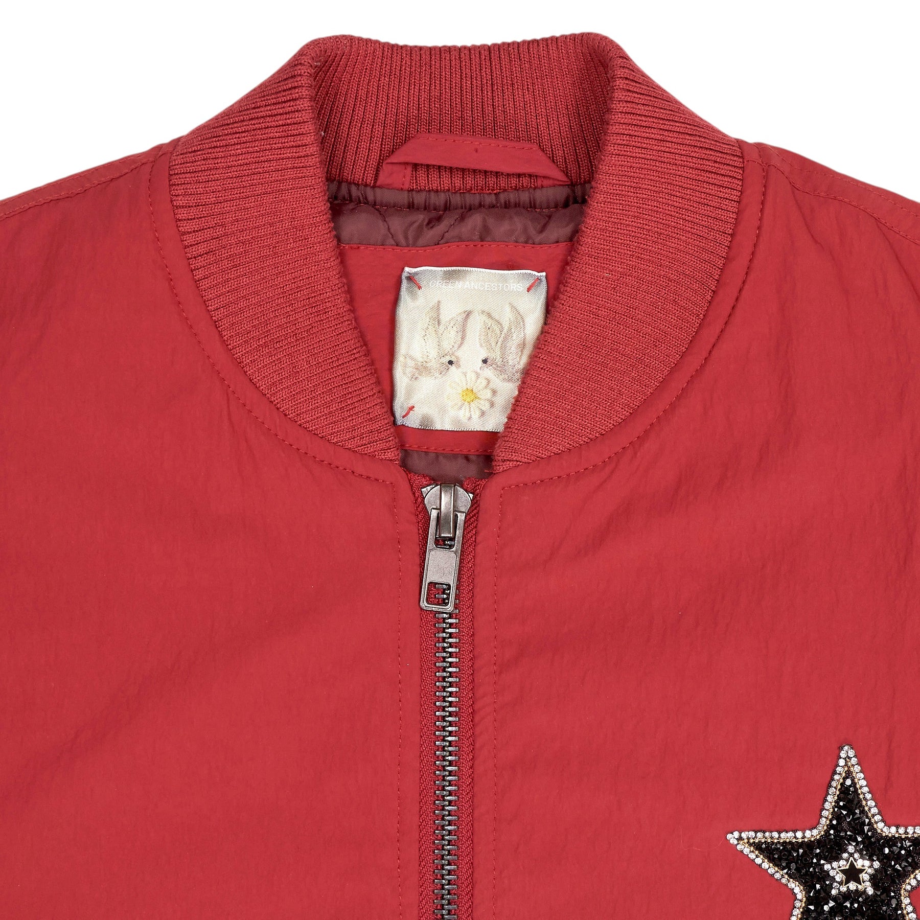 Green Ancestors Red Embellished Bomber Jacket