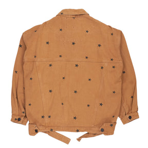 Green Ancestors Tan Brown Black Applique Denim Jacket