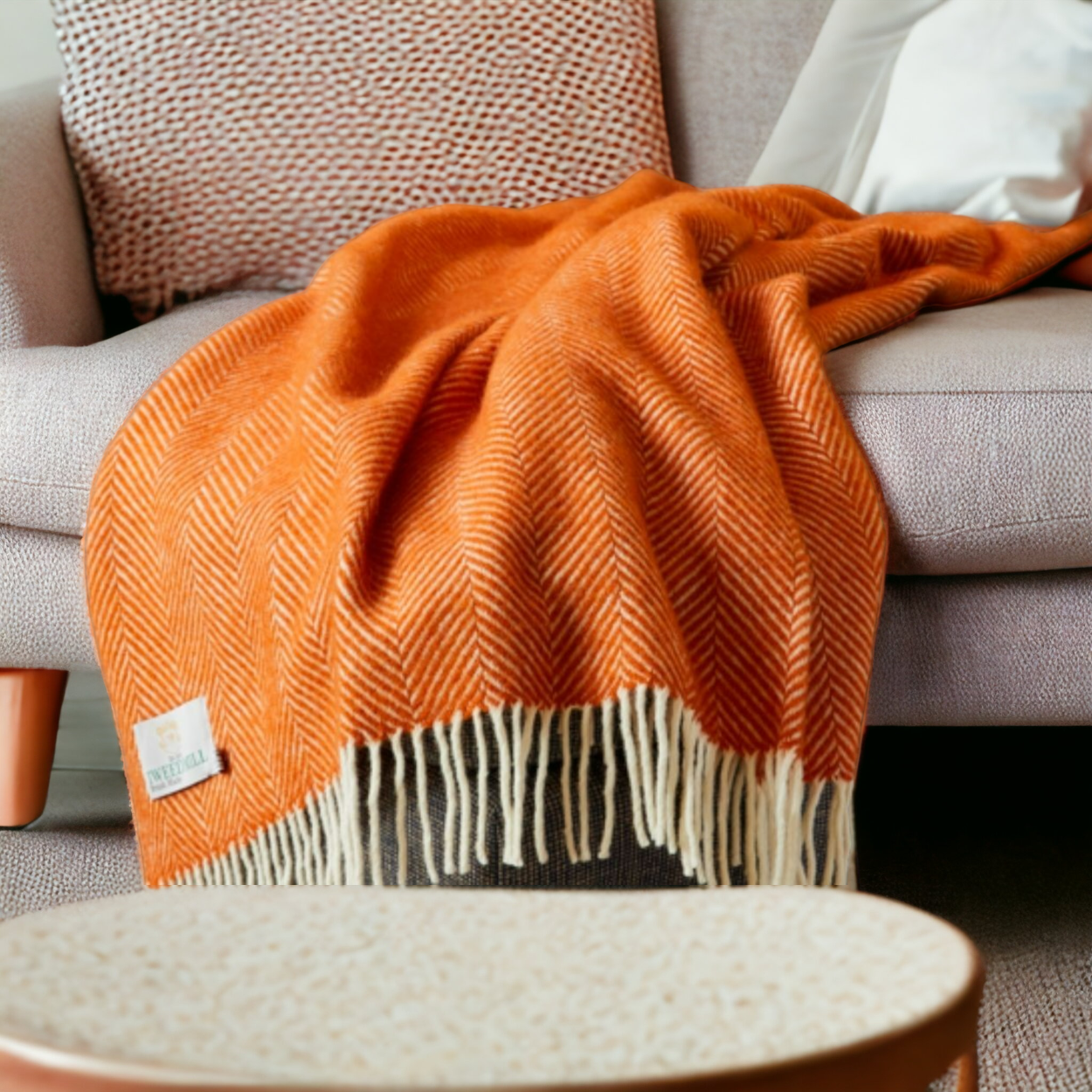 Tweedmill Fishbone Cinnamon Pure Wool Blanket