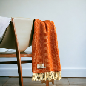 Tweedmill Fishbone Cinnamon Pure Wool Blanket