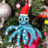 Handmade Felt Christmas Hanging Tree Decoration - Otto the Octopus