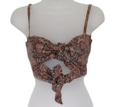 House of Sunny Brown Faux Snakeskin Top