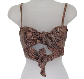 House of Sunny Brown Faux Snakeskin Top
