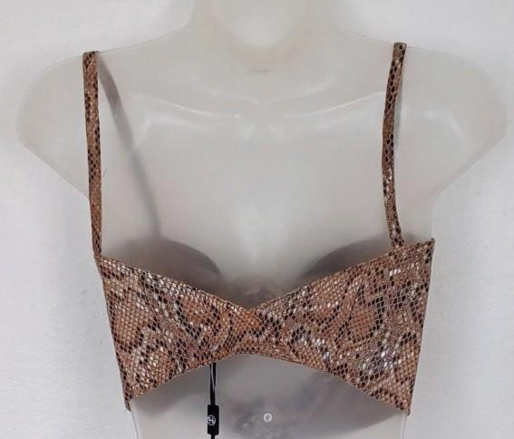 House of Sunny Brown Faux Snakeskin Top